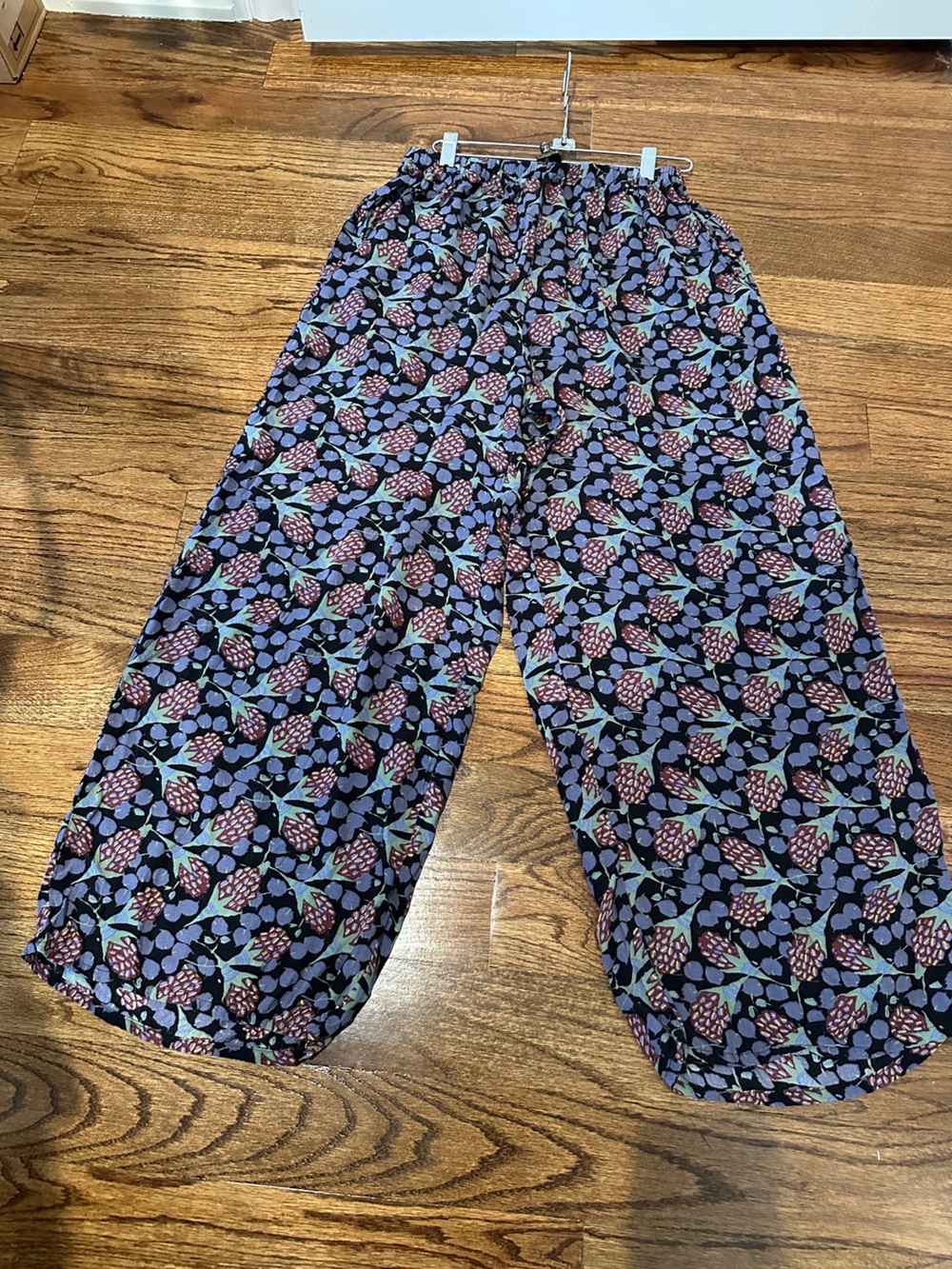 Vintage FLAX by Jeanne Engelhart Wide Leg Floral/Berry Pant - Purple & Black